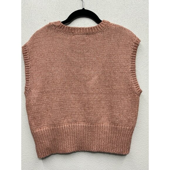 Sincerely Jules Sweater Vest Women’s XS Mauve Pink Sleeveless Cable Knit Chunky - Picture 2 of 4